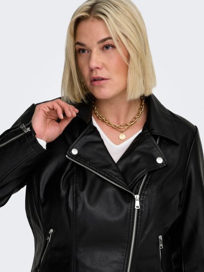 Only Carmakoma Emmy Biker Jacket Black - Δερμάτινα μπουφάν - 