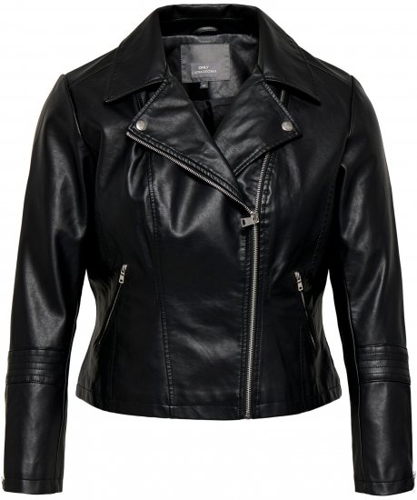 Only Carmakoma Emmy Biker Jacket Black - Δερμάτινα μπουφάν - 