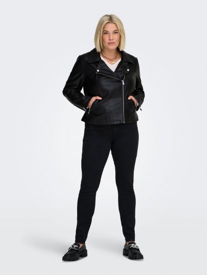 Only Carmakoma Emmy Biker Jacket Black - Δερμάτινα μπουφάν - 