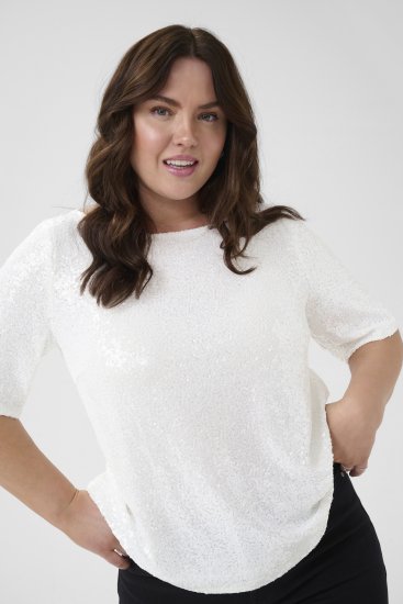 Kaffe Curve Mirana Sequin Blouse Chalk - Μπλούζες - 