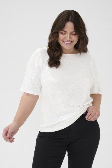 Kaffe Curve Mirana Sequin Blouse Chalk - Μπλούζες - 