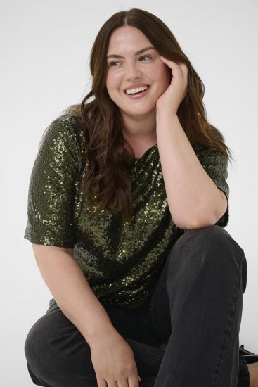 Kaffe Curve Mirana Sequin Blouse Ivy Green - Μπλούζες - 