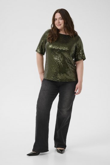 Kaffe Curve Mirana Sequin Blouse Ivy Green - Μπλούζες - 