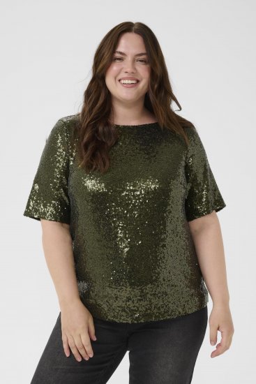 Kaffe Curve Mirana Sequin Blouse Ivy Green - Μπλούζες - 