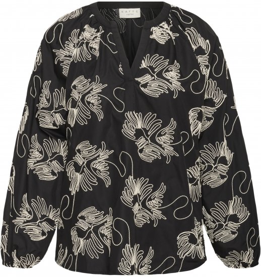 Kaffe Curve Kimmie Blouse Black Chalk Embroidery - Μπλούζες - 
