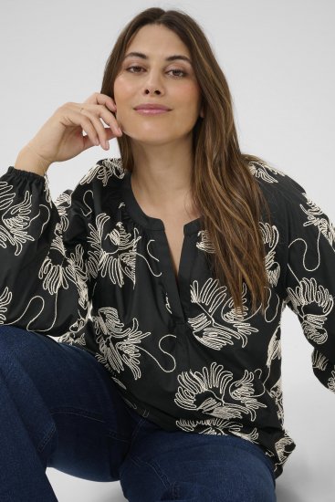 Kaffe Curve Kimmie Blouse Black Chalk Embroidery - Μπλούζες - 
