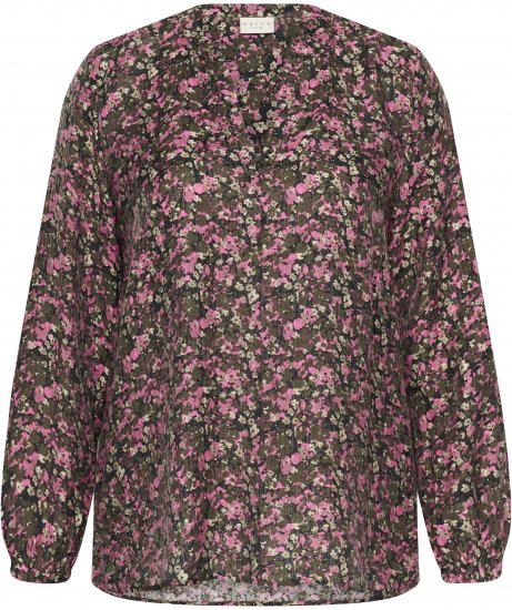 Kaffe Curve Belle Blouse Pink Black Graphic Flower - Μπλούζες - 