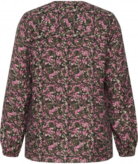 Kaffe Curve Belle Blouse Pink Black Graphic Flower - Μπλούζες - 