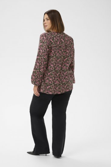 Kaffe Curve Belle Blouse Pink Black Graphic Flower - Μπλούζες - 