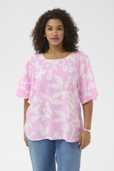 Kaffe Curve Marla Blouse Pink Frosting Chalk Leaf - Μπλούζες - 