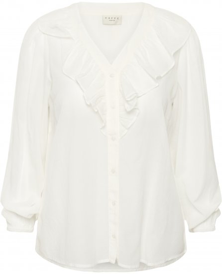 Kaffe Curve Lana Frill Blouse White - Μπλούζες - 