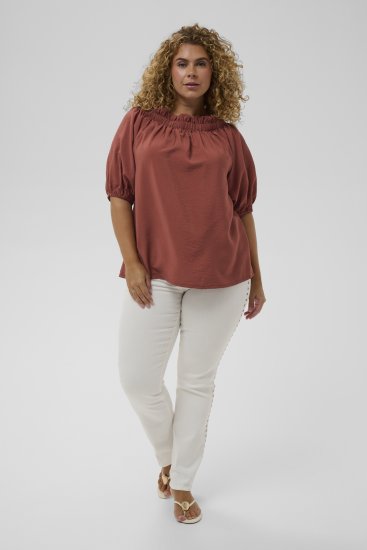 Kaffe Curve Neela Off-Shoulder Blouse Henna Brown - Πουκάμισα και τουνίκ - 