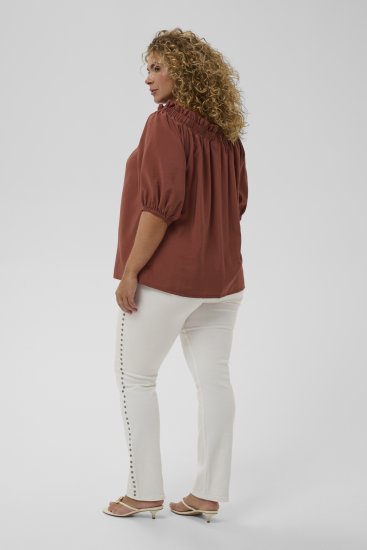 Kaffe Curve Neela Off-Shoulder Blouse Henna Brown - Πουκάμισα και τουνίκ - 