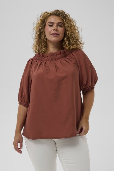 Kaffe Curve Neela Off-Shoulder Blouse Henna Brown - Πουκάμισα και τουνίκ - 