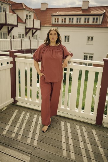 Kaffe Curve Neela Off-Shoulder Blouse Henna Brown - Πουκάμισα και τουνίκ - 