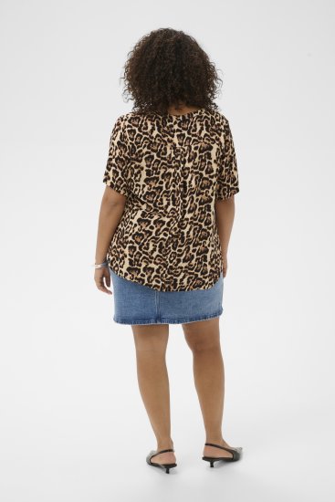 Kaffe Curve Ami Short Sleeve Blouse Printed Leopard - Πουκάμισα και τουνίκ - 