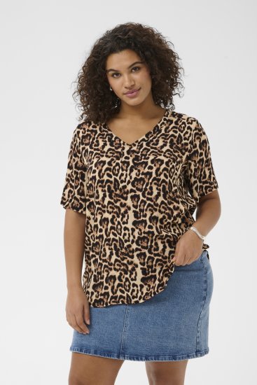 Kaffe Curve Ami Short Sleeve Blouse Printed Leopard - Πουκάμισα και τουνίκ - 