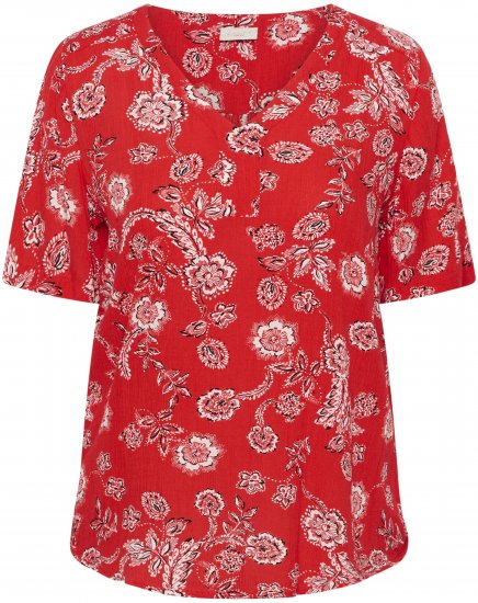 Kaffe Curve Ami Short Sleeve Blouse Printed Poppy Red - Πουκάμισα και τουνίκ - 