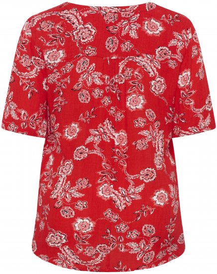 Kaffe Curve Ami Short Sleeve Blouse Printed Poppy Red - Πουκάμισα και τουνίκ - 