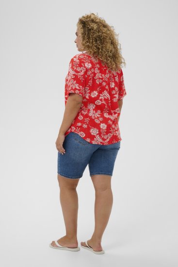 Kaffe Curve Ami Short Sleeve Blouse Printed Poppy Red - Πουκάμισα και τουνίκ - 