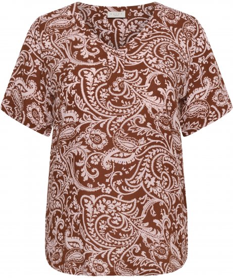Kaffe Curve Ami Short Sleeve Blouse Printed Henna Brown - Πουκάμισα και τουνίκ - 