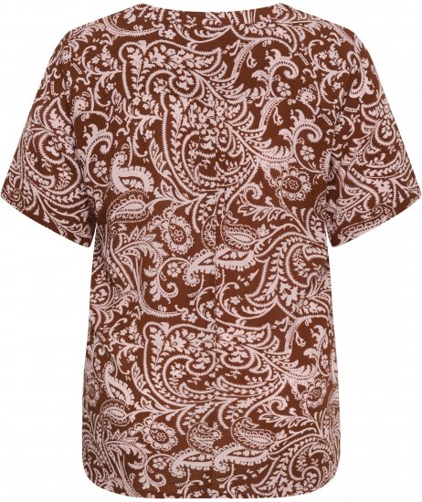 Kaffe Curve Ami Short Sleeve Blouse Printed Henna Brown - Πουκάμισα και τουνίκ - 