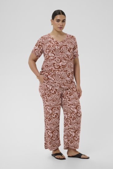 Kaffe Curve Ami Short Sleeve Blouse Printed Henna Brown - Πουκάμισα και τουνίκ - 