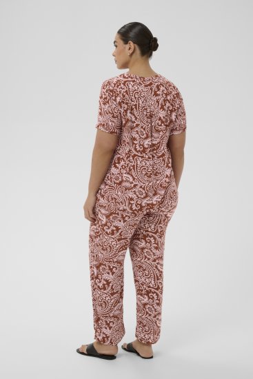 Kaffe Curve Ami Short Sleeve Blouse Printed Henna Brown - Πουκάμισα και τουνίκ - 