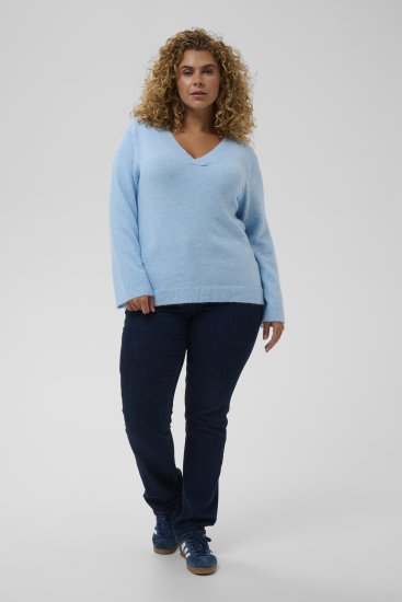 Kaffe Curve Jilanda V-Neck Pullover Blue - Πουλόβερ και πλεκτά - 