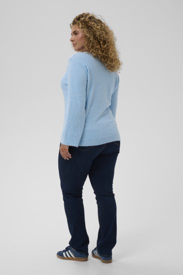Kaffe Curve Jilanda V-Neck Pullover Blue - Πουλόβερ και πλεκτά - 