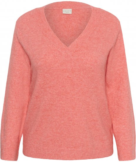 Kaffe Curve Jilanda V-Neck Pullover Red - Πουλόβερ και πλεκτά - 