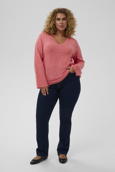Kaffe Curve Jilanda V-Neck Pullover Red - Πουλόβερ και πλεκτά - 