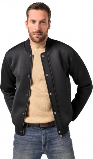 JP1880 College Jacket Scuba Fabric with Zipper Black - Μπουφάν - Aνδρικά μπουφαν μεγάλα μεγέθη