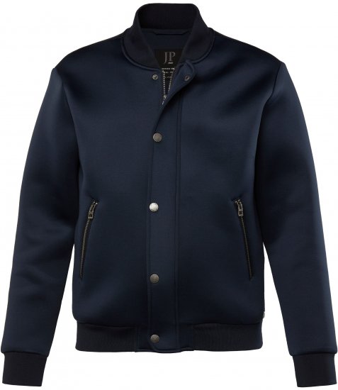 JP1880 College Jacket Scuba Fabric with Zipper Navy - Μπουφάν - Aνδρικά μπουφαν μεγάλα μεγέθη
