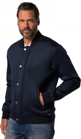JP1880 College Jacket Scuba Fabric with Zipper Navy - Μπουφάν - Aνδρικά μπουφαν μεγάλα μεγέθη