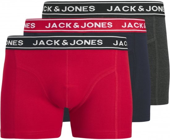Jack & Jones Hector Solid Trunks 3-Pack Navy/Red/Grey - Μποξεράκια - μποξερακια ανδρικά μεγάλα μεγέθη