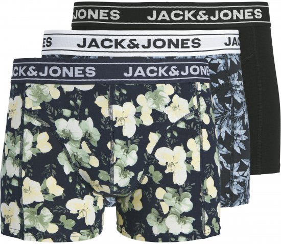 Jack & Jones Acray Flower Boxers 3-Pack Black/Navy - Εσώρουχα/Μαγιό - Aνδρικά Εσώρουχα μεγάλα μεγέθη