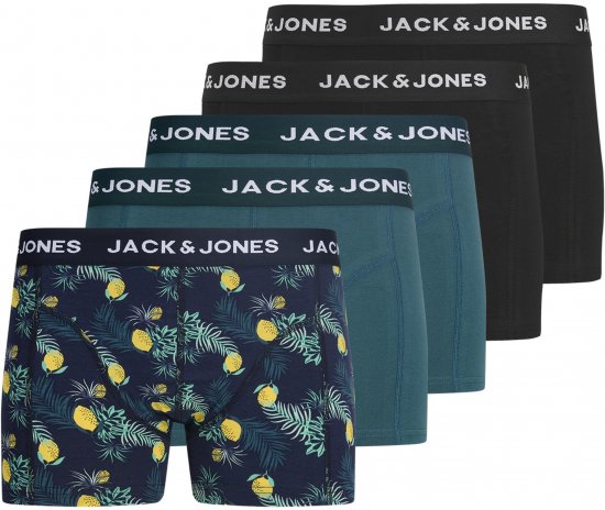Jack & Jones Jake Lemon 5-Pack Trunks Black/Blue - Μποξεράκια - μποξερακια ανδρικά μεγάλα μεγέθη