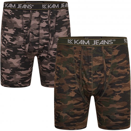 Kam Jeans 813 Camo Print Boxers Charcoal Khaki - Μποξεράκια - μποξερακια ανδρικά μεγάλα μεγέθη