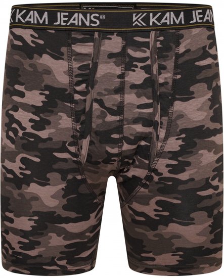 Kam Jeans 813 Camo Print Boxers Charcoal Khaki - Μποξεράκια - μποξερακια ανδρικά μεγάλα μεγέθη