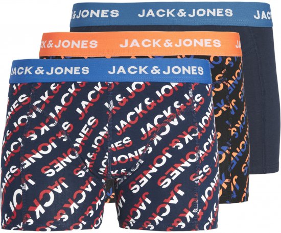 Jack & Jones Logo Trunks 3-Pack Navy Blazer - Εσώρουχα/Μαγιό - Aνδρικά Εσώρουχα μεγάλα μεγέθη