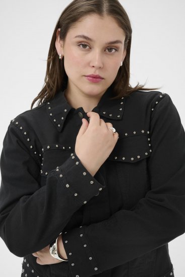 Kaffe Curve Brenn Twill Jacket Washed Black - Τζιν μπουφάν - 