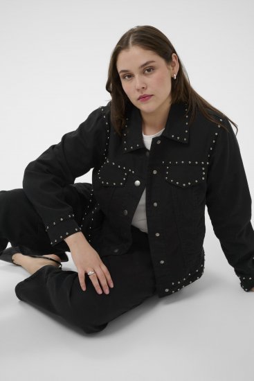 Kaffe Curve Brenn Twill Jacket Washed Black - Τζιν μπουφάν - 