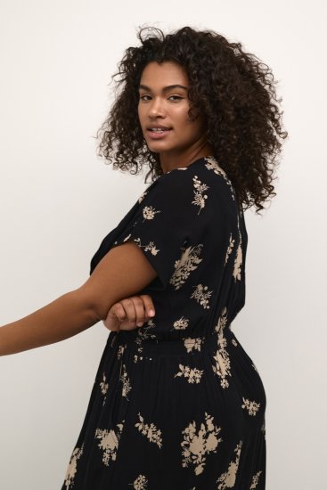 Kaffe Curve Jenna Φόρεμα Μαύρο/Brown Flower στάμπα - Φορέματα - 