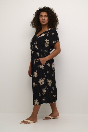 Kaffe Curve Jenna Φόρεμα Μαύρο/Brown Flower στάμπα - Φορέματα - 