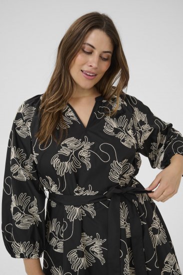 Kaffe Curve Kimmie Dress Black Chalk Embroidery - Μίντι φορέματα - 