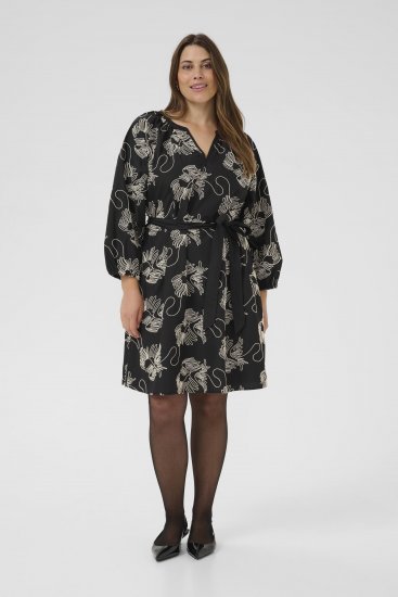 Kaffe Curve Kimmie Dress Black Chalk Embroidery - Μίντι φορέματα - 