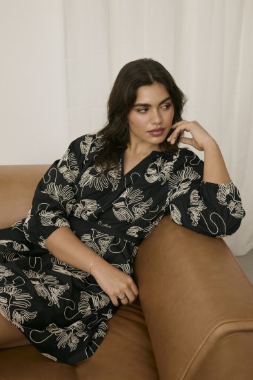 Kaffe Curve Kimmie Dress Black Chalk Embroidery - Μίντι φορέματα - 