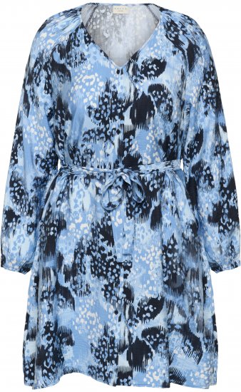 Kaffe Curve Aliana Dress Blue Flower Animal - Μίντι φορέματα - 