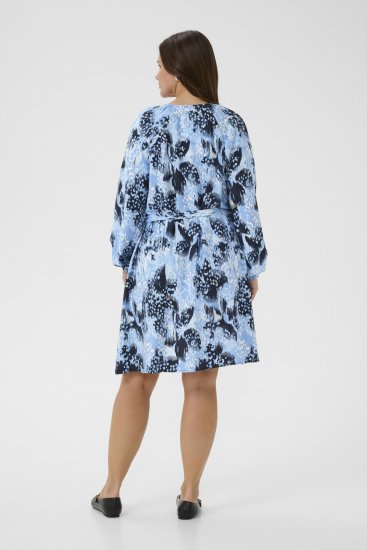 Kaffe Curve Aliana Dress Blue Flower Animal - Μίντι φορέματα - 